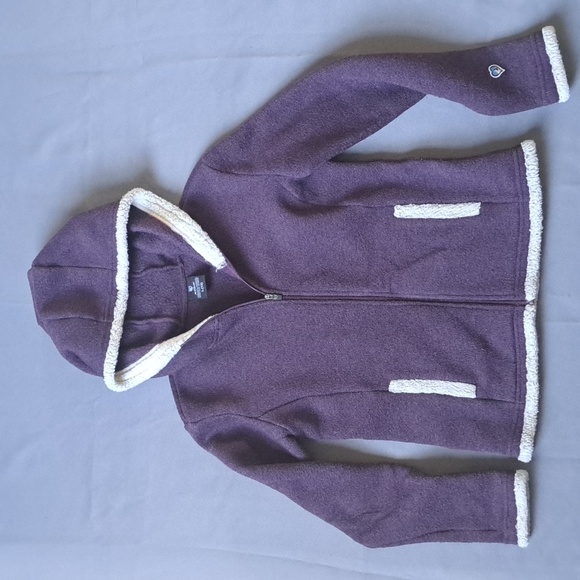 Kuhl Apres Fleece Jacket Girls Large Purple Full Zip Hooded Sweatshirt - Picture 1 of 6